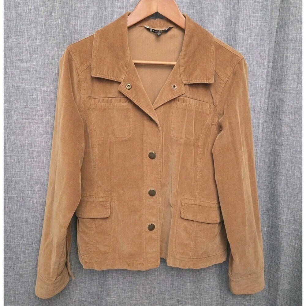 Baccini Corduroy Trucker Jacket Camel Light Stretch Snaps Women’s L/See Desc
